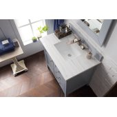  Palisades 36'' Single Bathroom Vanity, Silver Gray with 3 cm Arctic Fall Solid Surface Top and Satin Nickel Hardware - 36'' W x 23-1/2'' D x 35-1/4'' H