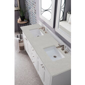  Palisades 72'' Double Bathroom Vanity, Bright White with 3 cm Eternal Marfil Quartz Top and Satin Nickel Hardware - 72'' W x 23-1/2'' D x 35-1/4'' H
