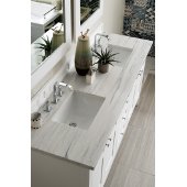  Palisades 72'' Double Bathroom Vanity, Bright White with 3 cm Arctic Fall Solid Surface Top and Satin Nickel Hardware - 72'' W x 23-1/2'' D x 35-1/4'' H