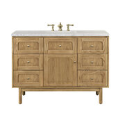  Laurent 48'' Single Vanity in Light Natural Oak with 3cm (1-3/8'') Thick Eternal Jasmine Pearl Top and Rectangle Sink