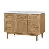  Laurent 48'' Single Vanity in Light Natural Oak with 3cm (1-3/8'') Thick White Zeus Top and Rectangle Sink