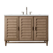  Portland 48'' Single Vanity in Whitewashed Walnut with 3cm (1-3/8'') Thick Ethereal Noctis Quartz Top and Rectangle Sink