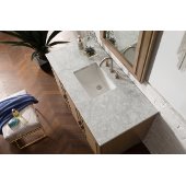  Portland 48'' Single Bathroom Vanity, White Washed Walnut with 3 cm Carrara Marble Top and Wood Hardware - 48'' W x 23-1/2'' D x 34-1/4'' H
