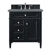  Brittany 30'' Single Vanity in Black Onyx with 3cm (1-3/8'') Thick Cala Blue Quartz Top and Rectangle Sink
