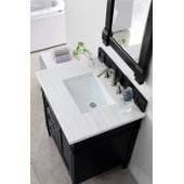  Brittany 30'' Single Bathroom Vanity, Black Onyx with 3 cm Arctic Fall Solid Surface Top and Satin Nickel Hardware - 30'' W x 23-1/2'' D x 34'' H