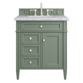  Brittany 30'' Single Vanity in Smokey Celadon with 3cm (1-3/8'') Thick Carrara Marble Top and Rectangle Sink
