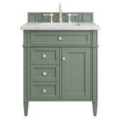  Brittany 30'' Single Vanity in Smokey Celadon with 3cm (1-3/8'') Thick Eternal Jasmine Pearl Top and Rectangle Sink