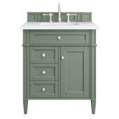  Brittany 30'' Single Vanity in Smokey Celadon with 3cm (1-3/8'') Thick White Zeus Top and Rectangle Sink