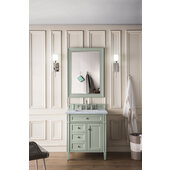  Brittany 30'' Single Bathroom Vanity, Sage Green with 3 cm Arctic Fall Solid Surface Top and Satin Nickel Hardware - 30'' W x 23-1/2'' D x 34'' H
