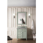  Brittany 30'' Single Bathroom Vanity, Sage Green with 3 cm Grey Expo Quartz Top and Satin Nickel Hardware - 30'' W x 23-1/2'' D x 34'' H