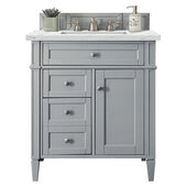  Brittany 30'' Single Vanity in Urban Gray with 3cm (1-3/8'') Thick Ethereal Noctis Quartz Top and Rectangle Sink
