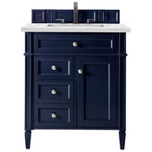  Brittany 30'' Single Vanity in Victory Blue with 3cm (1-3/8'') Thick Ethereal Noctis Quartz Top and Rectangle Sink