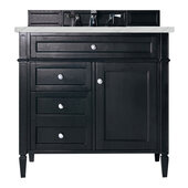  Brittany 36'' Single Vanity in Black Onyx with 3cm (1-3/8'') Thick Ethereal Noctis Quartz Top and Rectangle Undermount Sink