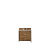  Brittany Saddle Brown Single Vanity with 3cm Classic White Quartz Top w/ Sink 36'' W x 23-1/2'' D x 34'' H