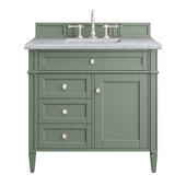  Brittany 36'' Single Vanity in Smokey Celadon with 3cm (1-3/8'') Thick Carrara Marble Top and Rectangle Undermount Sink