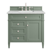  Brittany 36'' Single Vanity in Smokey Celadon with 3cm (1-3/8'') Thick Ethereal Noctis Top and Rectangle Undermount Sink