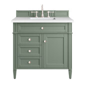  Brittany 36'' Single Vanity in Smokey Celadon with 3cm (1-3/8'') Thick White Zeus Top and Rectangle Undermount Sink