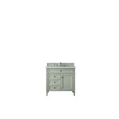  Brittany 36'' Single Bathroom Vanity, Sage Green with 3 cm Carrara Marble Top and Satin Nickel Hardware - 36'' W x 23-1/2'' D x 34'' H