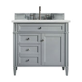  Brittany 36'' Single Vanity in Urban Gray with 3cm (1-3/8'') Thick Ethereal Noctis Quartz Top and Rectangle Undermount Sink