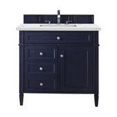  Brittany 36'' Single Vanity in Victory Blue with 3cm (1-3/8'') Thick Ethereal Noctis Quartz Top and Rectangle Undermount Sink