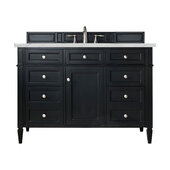  Brittany 48'' Single Vanity in Black Onyx with 3cm (1-3/8'') Thick Ethereal Noctis Quartz Top and Rectangle Undermount Sink