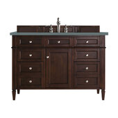  Brittany 48'' Single Vanity in Burnished Mahogany with 3cm (1-3/8'') Thick Cala Blue Quartz Top and Rectangle Undermount Sink
