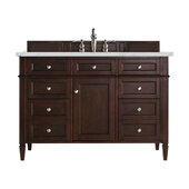  Brittany 48'' Single Vanity in Burnished Mahogany with 3cm (1-3/8'') Thick Ethereal Noctis Quartz Top and Rectangle Sink