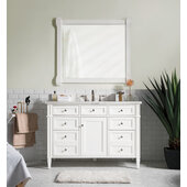  Brittany 48'' Single Bathroom Vanity, Bright White with 3 cm Arctic Fall Solid Surface Top and Satin Nickel Hardware - 48'' W x 23-1/2'' D x 34'' H