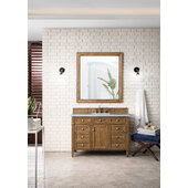  Brittany 48'' Single Bathroom Vanity, Saddle Brown with 3 cm Carrara Marble Top and Satin Nickel Hardware - 48'' W x 23-1/2'' D x 34'' H