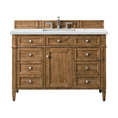  Brittany 48'' Single Vanity in Saddle Brown with 3cm (1-3/8'') Thick Ethereal Noctis Quartz Top and Rectangle Undermount Sink