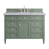  Brittany 48'' Single Vanity in Smokey Celadon with 3cm (1-3/8'') Thick Carrara Marble Top and Rectangle Undermount Sink