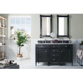  Brittany 60'' Double Bathroom Vanity, Black Onyx with 3 cm Arctic Fall Solid Surface Top and Satin Nickel Hardware - 60'' W x 23-1/2'' D x 34'' H