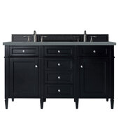  Brittany 60'' Double Vanity in Black Onyx with 3cm (1-3/8'') Thick Cala Blue Quartz Top and Rectangle Undermount Sinks
