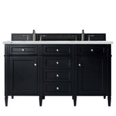  Brittany 60'' Double Vanity in Black Onyx with 3cm (1-3/8'') Thick Ethereal Noctis Quartz Top and Rectangle Undermount Sinks