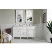  Brittany 60'' W Bright White Double Vanity with 3cm (1-1/5'') Thick Carrara Marble Top