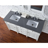  Brittany 60'' W Bright White Double Vanity with 3cm (1-1/5'') Thick Charcoal Soapstone Quartz Top