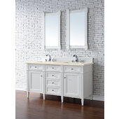  Brittany 60'' W Bright White Double Vanity with 3cm (1-1/5'') Thick Eternal Marfil Quartz Top