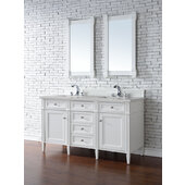  Brittany 60'' W Bright White Double Vanity with 3cm (1-1/5'') Thick Eternal Serena Quartz Top