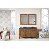  Brittany 60'' W Saddle Brown Double Vanity with 3cm (1-3/8'') Thick Charcoal Soapstone Quartz Top