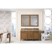  Brittany 60'' W Saddle Brown Double Vanity with 3cm (1-1/5'') Thick Eternal Jasmine Pearl Quartz Top