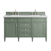  Brittany 60'' Double Vanity in Smokey Celadon with 3cm (1-3/8'') Thick Arctic Fall Top and Rectangle Undermount Sinks