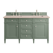  Brittany 60'' Double Vanity in Smokey Celadon with 3cm (1-3/8'') Thick Eternal Marfil Top and Rectangle Undermount Sinks