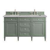  Brittany 60'' Double Vanity in Smokey Celadon with 3cm (1-3/8'') Thick Eternal Serena Top and Rectangle Undermount Sinks