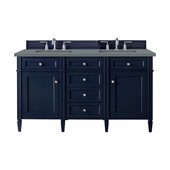  Brittany 60'' Double Vanity in Victory Blue with 3cm (1-3/8'') Thick Cala Blue Quartz Top and Rectangle Undermount Sinks