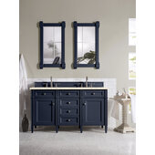  Brittany 60'' W Victory Blue Double Vanity with 3cm (1-1/5'') Thick Eternal Marfil Quartz Top