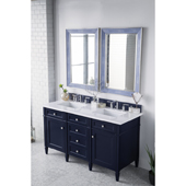  Brittany 60'' Double Bathroom Vanity Set in Victory Blue Finish with 1-1/5'' Classic White Quartz Top and Sinks
