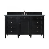  Brittany 60'' Single Vanity in Black Onyx with 3cm (1-3/8'') Thick Cala Blue Quartz Top and Rectangle Undermount Sink