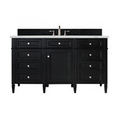  Brittany 60'' Single Vanity in Black Onyx with 3cm (1-3/8'') Thick Ethereal Noctis Quartz Top and Rectangle Undermount Sink