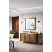  Brittany 60'' W Saddle Brown Single Vanity with 3cm (1-3/8'') Thick Carrara Marble Top