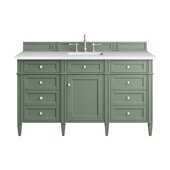  Brittany 60'' Single Vanity in Smokey Celadon with 3cm (1-3/8'') Thick White Zeus Top and Rectangle Undermount Sink